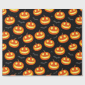 ハロウィーンのカボチャのちょうちんにこやかなカボチャとこうもりハロウィーン ラッピングペーパー (フラット)