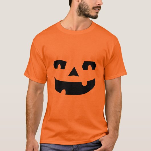 ハロウィーンのカボチャのちょうちんのカボチャ顔ハロウィン Tシャツ (正面)