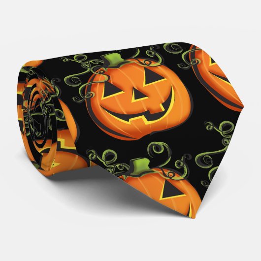 ハロウィーンのカボチャのちょうちんのタイ ネクタイ (ロール)