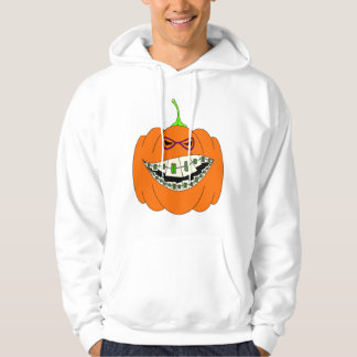 ハロウィーンのカボチャのちょうちんの支柱の歯科矯正学のギークのおたくガラス パーカ