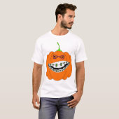 ハロウィーンのカボチャのちょうちんの支柱の歯科矯正学のギークのおたくガラス Tシャツ (正面フル)