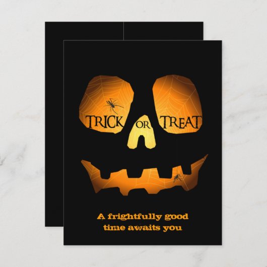 ハロウィーンのカボチャのちょうちんの邪悪なハローウィンパーティ 招待状 (正面/裏面)