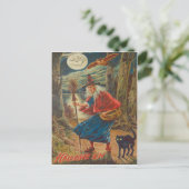 ハロウィーンのカボチャのちょうちんウィッチブラックキャットこうもりムーン ポストカード (スタンド正面)