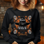 ハロウィーンのカボチャのちょうちんカスタムスカルハロウィーンウィッチウーメン スウェットシャツ