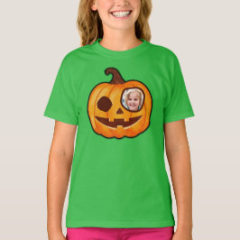 ハロウィーンのカボチャのちょうちんカスタムフォトカボチャかわいい Tシャツ
