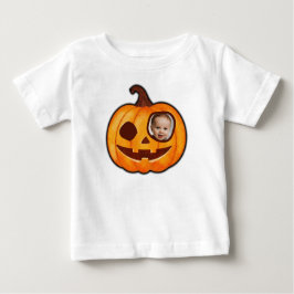 ハロウィーンのカボチャのちょうちんカボチャのモンスターは自分の写真を追加 ベビーTシャツ