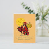 ハロウィーンのカボチャのちょうちんカボチャの男の月の女の子 ポストカード (スタンド正面)