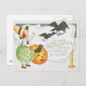 ハロウィーンのカボチャのちょうちんカボチャ幽霊クロウキャンドル ポストカード (正面/裏面)