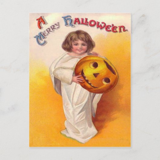 ハロウィーンのカボチャのちょうちんカボチャ幽霊チャイルド ポストカード (正面)