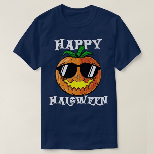 ハロウィーンのカボチャのちょうちんカボチャ日めがねハッピーハ Tシャツ (デザイン正面)