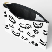 ハロウィーンのカボチャのちょうちんカボチャ顔ブラックアンドホワイト アクセサリーポーチ (見開き)