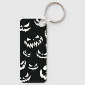 ハロウィーンのカボチャのちょうちんカボチャ顔ブラックアンドホワイト キーホルダー (裏面)