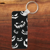 ハロウィーンのカボチャのちょうちんカボチャ顔ブラックアンドホワイト キーホルダー (裏面)
