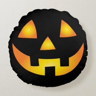 ハロウィーンのカボチャのちょうちんクリープンプキン顔ハロウィン ラウンドクッション