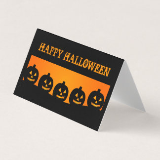 ハロウィーンのカボチャのちょうちんシルエット教室の交換カード 名刺
