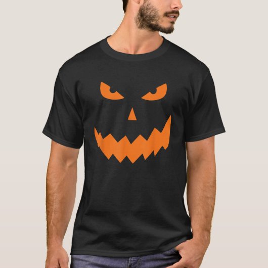 ハロウィーンのカボチャのちょうちんジャイアントパンプキン顔ハロウィーンコスタム Tシャツ (正面)