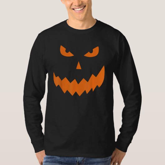 ハロウィーンのカボチャのちょうちんジャイアントパンプキン顔ハロウィーンコスタム Tシャツ (正面)