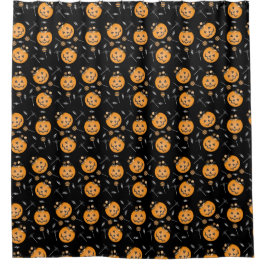 ハロウィーンのカボチャのちょうちんハロウィンキャンディバケツ シャワーカーテン