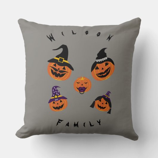 ハロウィーンのカボチャのちょうちんハロウィンファミリーパーティー クッション (正面)