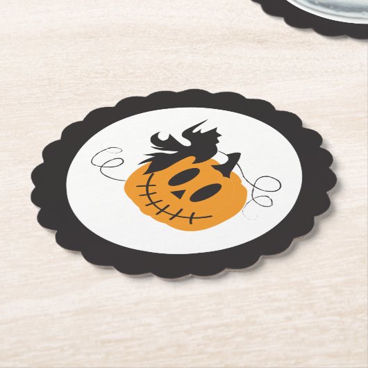 ハロウィーンのカボチャのちょうちんパンプキンハロウィンオレンジブラック ペーパーコースター (アングル)