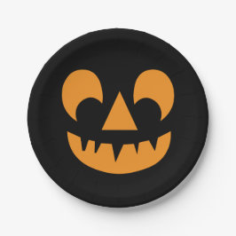 ハロウィーンのカボチャのちょうちんパンプキン顔 ペーパープレート