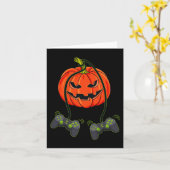 ハロウィーンのカボチャのちょうちんビデオゲーマーコントローラハロウィーンB カード (黄色い花)