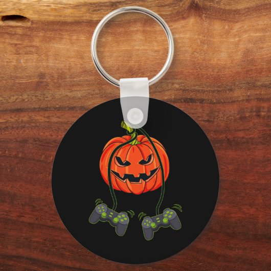 ハロウィーンのカボチャのちょうちんビデオゲーマーコントローラハロウィーンB キーホルダー (正面)