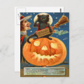 ハロウィーンのカボチャのちょうちんブラックキャットウィッチこうもり ポストカード (正面/裏面)