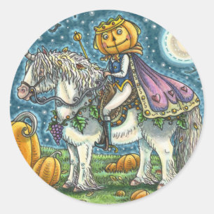 ハロウィーンのカボチャのちょうちんプリンスオンザーズ魔法ユニコーンポニー ラウンドシール