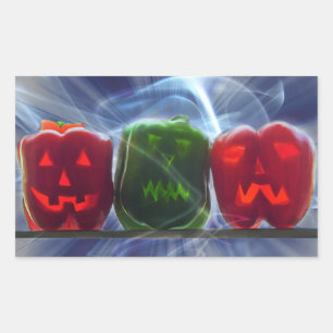 ハロウィーンのカボチャのちょうちんベルペッパー 長方形シール