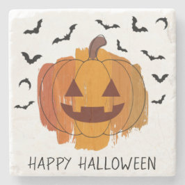 ハロウィーンのカボチャのちょうちんペイントブラシハロウィンコースター ストーンコースター