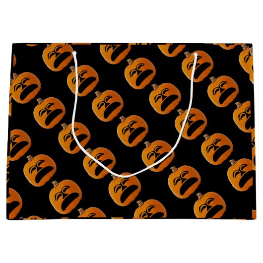 ハロウィーンのカボチャのちょうちん不幸な顔ハロウィーンパンプキン, ZSG ラージペーパーバッグ (正面)