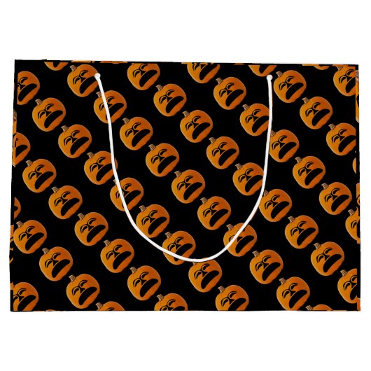 ハロウィーンのカボチャのちょうちん不幸な顔ハロウィーンパンプキン, ZSG ラージペーパーバッグ (裏面)