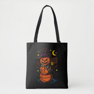 ハロウィーンのカボチャのちょうちん不気味バスケットボール選手コーチファン トートバッグ