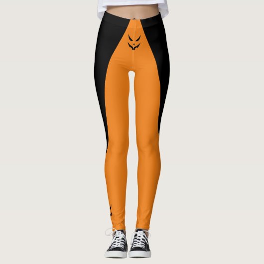 ハロウィーンのカボチャのちょうちん不気味パンプキンオレンジハロウィーン レギンス (正面)