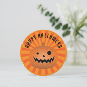 ハロウィーンのカボチャのちょうちん不気味パンプキンハローウィンパーティ 招待状 (スタンド正面)