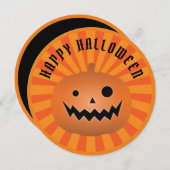 ハロウィーンのカボチャのちょうちん不気味パンプキンハローウィンパーティ 招待状 (正面/裏面)
