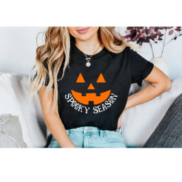 ハロウィーンのカボチャのちょうちん不気味パンプキン顔ハロウィーン Tシャツ