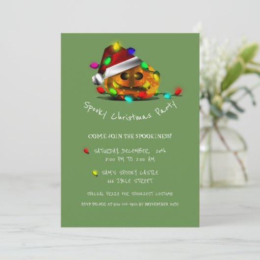 ハロウィーンのカボチャのちょうちん不気味パーティの招待状 招待状 (スタンド正面)