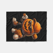 ハロウィーンのカボチャのちょうちん不気味野球ハロウィンコスチューム フリースブランケット (正面(横))