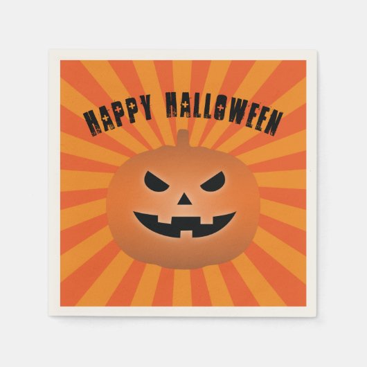 ハロウィーンのカボチャのちょうちん幽霊のよく出るパンプキンハローウィンパーティ スタンダードカクテルナプキン (正面)