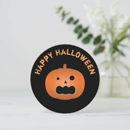 ハロウィーンのカボチャのちょうちん幽霊のよく出るパンプキンハローウィンパーティ 招待状 (スタンド正面)