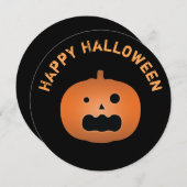 ハロウィーンのカボチャのちょうちん幽霊のよく出るパンプキンハローウィンパーティ 招待状 (正面/裏面)