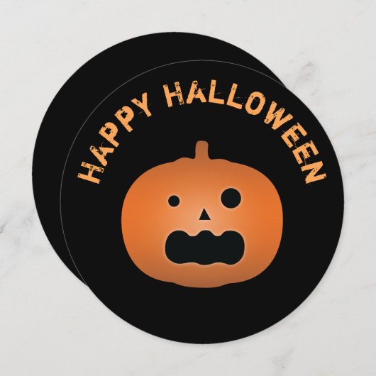 ハロウィーンのカボチャのちょうちん幽霊のよく出るパンプキンハローウィンパーティ 招待状 (正面/裏面)