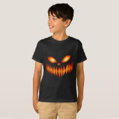 ハロウィーンのカボチャのちょうちん怖いカボチャ顔ハロウィーンコスタム Tシャツ (正面フル)