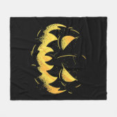 ハロウィーンのカボチャのちょうちん怖い彫りカボチャ顔ハロウィン フリースブランケット (正面(横))