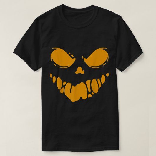 ハロウィーンのカボチャのちょうちん怖い彫りカボチャ顔ハロウィン Tシャツ (デザイン正面)
