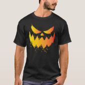 ハロウィーンのカボチャのちょうちん怖い彫りカボチャ顔ハロウィン Tシャツ (正面)