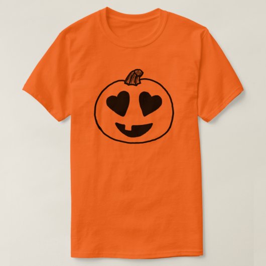 ハロウィーンのカボチャのちょうちん絵文字ハートアイズ絵文字ハロウィーン Tシャツ (デザイン正面)