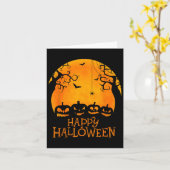 ハロウィーンのカボチャのちょうちん顔ハッピーハローウィンパンプキンズメンW カード (黄色い花)